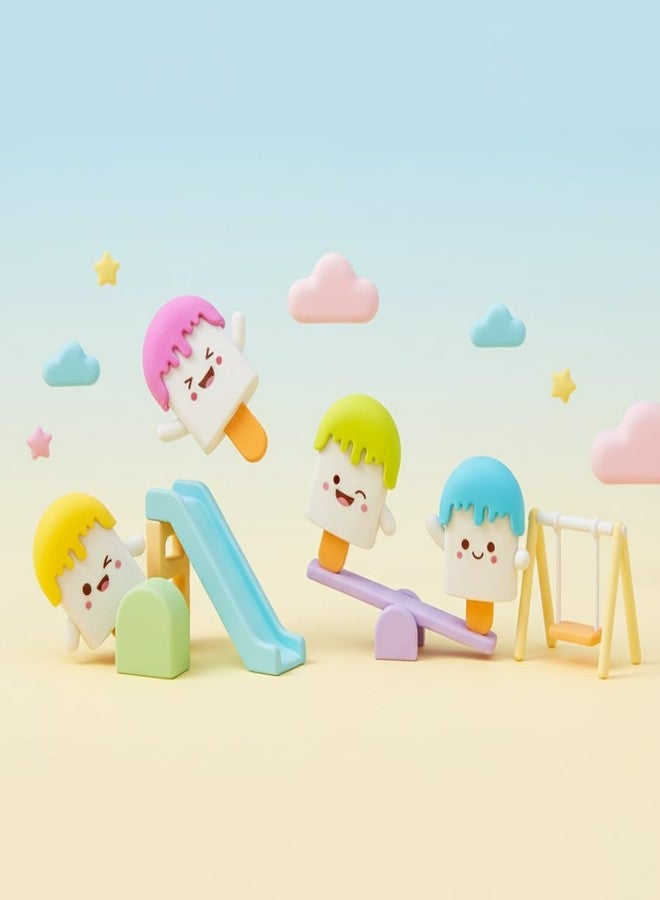 KHUSHA CREATIONS Set of 10 Cute Popsicle Erasers for Kids | Fun & Colorful Stationery Rubber Set | School & Office Supplies | Soft Eraser for Pencil | Cartoon Ice Cream Shape Erasers for Boys & Girls Gift - Image 3